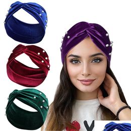 Headbands New Flannelette Pearl Headband Hair Jewelry Mix Drop Delivery Hairjewelry Dhxtj