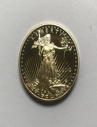 10 Pcs Non magnetic dom Eagle 2012 badge gold plated 326 mm commemorative American statue liberty drop acceptable co9478030
