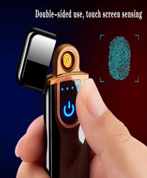 Novelty Electric Touch Sensor Cool Lighter USB Rechargeable Portable Windproof lighters Household Smoking Accessories Whole2096499