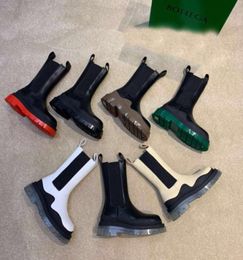 New Miss Designer Boots B Genuine Leather Martin Ankle Chaelsea Boot Fashion Nonslip Wave Colored Rubber Outsole Elastic Webbing 3984073