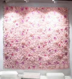40x60cm Artificial Flower Panels Wedding Decoration Backdrop Champagne Silk Rose Fake Flowers Hydrangea Wall 24pcs3141204