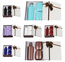 Sublimation Wine tumbler set 500ml mix Colours tea sets stainless steel double wall insulated with wine bottle two tumblers gift se2436674