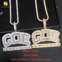 Custom Letter Iced Out Hiphop Jewellery Gold Plated Men Brass CZ Pendants Cheap Price With Rope Chain