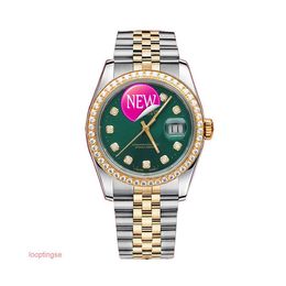 Designer Rolxs Titta på högkvalitativ rörelse kvarts armbandsur super lysande urtavla 16233 Green Diamond Automatic Mechanical Mens Watch