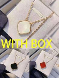 Box Clover Necklace Pendant Pearl Mother Flated 18k For Women 's Girl Valentine's Day Mother 's Day Engagement Designer Luxury Jewelry Gift Wholesale