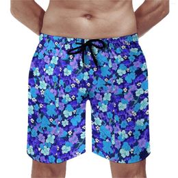 Men's Shorts Board Blue Flower Casual Swim Trunks Ditsy Floral Print Men Quick Dry Sportswear High Quality Plus Size Beach Short Pants