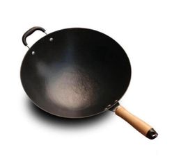 Cast Iron Wok Home Uncoated Manual Nonstick Pan Round Bottom Induction Cooker Gas Stove Wok Frying Pan Cooking Non Stick Pan CJ194589737