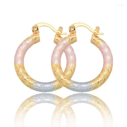 Hoop Earrings Vintage 18K Gold Plated Copper Round Colourful Eardrop Women Fashion Accessories Wedding Party Birthday Gift
