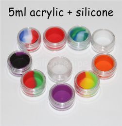 Wax Dry Herb Jars Oil Silicone Concentrate Container With Acrylic Shield Nonstick Goo Wax Oil Holder 5 ml acrylic jar glass bo8640695