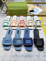 Script Women Platform Slide Sandal Women Slide Sandal Jelly Sandal Classics Platform Slippers Denim Canvas Flat Mules Slide Script Sandal