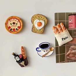 Fridge Magnets 3D Food Magnets Sticker For Fridge Cute Egg Bread Coffee Tomatoes Mini Refrigerator For Skin Care Home Decoration Ornament Giftsz240603