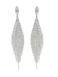Fashion Diamond Dropshaped with Bright Full Rhinestone Tassel Drop Dangle Earrings for Women Wedding Gift6482785