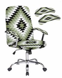 Chair Covers Bohemian Moroccan Rural Farmhouse Green Elastic Office Cover Gaming Computer Armchair Protector Seat