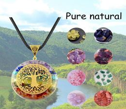 Orgone 7 Chakra Pendant Tree Of Life Energy Orgonite Necklace Pink Crystal Healing Resin Jewellery Drop Chains3963733