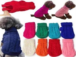 Dog Apparel 1Pcs Knitted Sweater Pet High Neck Vest Clothes Cat Puppy Coat Small Winter Warm Soft Knitwear Pets Costume Sweaters254578643