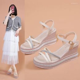 Casual Shoes 2024 Summer High Heel Sandal For Women Buckle Strap Suit Female Beige Clear Clogs Wedge High-heeled Fashion Black Platform