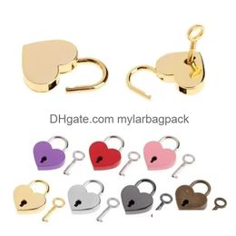 Door Locks Heart Shape Key Padlock 30X39Mm Vintage Metal Minor Small Bag Suitcase Lage Box Diary Book Lock With Drop Delivery Home Gar Dh73W