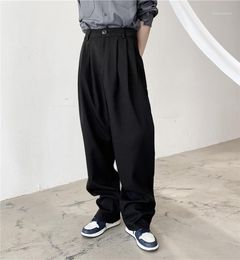 Male Vintage Fashion Plaid Long Trousers Japan Korea Style Pant Men High Waist Casual Loose Straight Suit Pants18322024