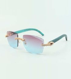 2022 exquisite bouquet diamond sunglasses 3524015 with natural teal wood arms and cut lens 30 thicknesssize 18135 mm4668753