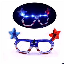 Other Festive & Party Supplies Independence Day Usa American Flag Jy 4Th Led Flashing Light Up Shades Glasses Drop Delivery Home Gard Dhyls