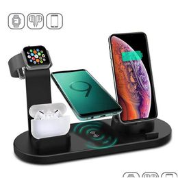 Wireless Chargers 2023 Newly Holder Phone Mtifunctional 6 In1 Charger Fast Charging Dock Stand Desktop Station Drop Delivery Cell Phon Otbje