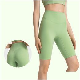 Yoga Outfit L388 High Rise Short No T-Line Shorts Elastic Training Tights Women Leggings Skin-Friendly Sports Classic Fit Five-Point P Othcx