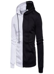 EU Size mens Hoodie half white half black patchwork hoodies and sweatshirts Men Hip Hop hooded Tracksuits8312918