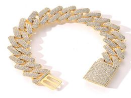 20mm Diamond Miami Prong Cuban Link Chain Bracelets 14k White Gold Iced Out Icy Cubic Zirconia Jewelry 7inch 8inch 9inch Cuban Bra8257570