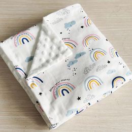 Blankets 3D Baby Cotton Super Soft Blanket Rainbow Dot Toddler Swaddle 100x75cm