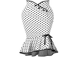 new fashion black white polka dots trumpet mermaid short skirts for women sheath ruffles short dress with buttons fs50055274339