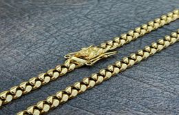 6mm Mens Cuban Miami Link Chain Box Lock Real 14k Gold Plated Stainless Steel 280393149083