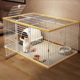 Cat Carriers Modern Wrought Iron Cages Pet Fence Home Indoor Bed Large Space Cats Cage House Accommodates Litter Box Supplies