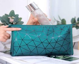 case Cosmetic For Women Bags Geometry PU Zipper 135g MakeUp Pouch Solid Make Up Bag Hanging Toiletries Travel Kit Jewellery Organize4005703