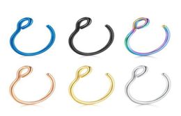 Nose Ring 20G Stainless Steel Piercing Body Jewelry 8mm Fake Nose Rings Hoop Faux Lip Septum Ring Set 6 colors7209460