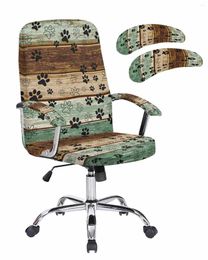 Chair Covers Retro Wooden Board Claw Elastic Office Cover Gaming Computer Armchair Protector Seat