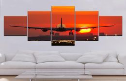 Modular Frame Canvas HD Print Pictures Wall Art 5 Piece Plane Painting Aircraft Take Off Poster Home Decor For Living Room6077196