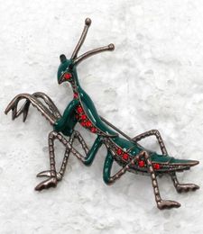 Whole Crystal Rhinestone Enamelling Mantis Insect Brooch Fashion clothing Pin Fashion Jewellery gift C7355798809