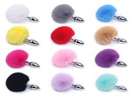 Party Favour 1Pcs Tail Anal Plug Fluffy Plush Sexy Girl Cosplay Erotic Sex Toys For Woman Couples BuPlug43874071224547