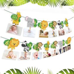 Banners Streamers Confetti Banner Flags Bunting Woodland Safari Birthday Party Decoration for the Jungle Wildlife Parks First WX5.30D7GP