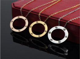 Love designer necklace Jewellery charm circle gold pendant necklaces valentines day fashion stainless steel jewellery womens classic8579664