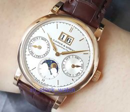 Alengey watch luxury 18k Rose Gold 330.032 Calendar Lunar Phase Automatic Mechanical Watch Male