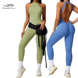 Active Sets CLT8602 Sexy Yoga Set Fitness Jumpsuits Women Training Quick-Drying Dancer One Piece Back Hollow Out Bodysuits Gym Outfits