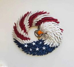 2021 New American Eagle Wreath Glory ic Red White Blue Eagle Wreath Front Door Home Window Wall Decoration Y08162833589