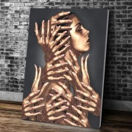 Abstract Sexy Female Hands Sculpture Poster Print for Living Room Home Decor Fun Statue Wall Art Canvas Painting Gift
