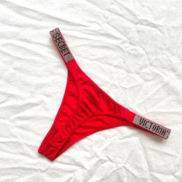 Women's Panties Pink Comfort Sexy Women Lingerie Rhinestone Brand Design Thong Fashion Plus Size Bra Seamless Briefs Letter Underwear