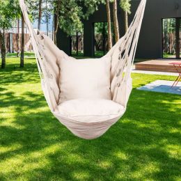 Hammocks Hanging Rope Hammock Chair Swing Seat with Two Seat Cushions and Carrying Bag