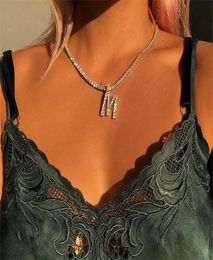 Custom Men Women Hip hop Custom Name CZ Tennis Chain Letter Necklaces Alphabet Charm Pendant Necklace6899765