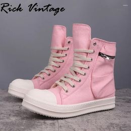 Casual Shoes Rick Vintage Women Canvas Ankle Boots Round Toe Sneakers Men Thick Sole Mixed Colors High Top Hip Botas