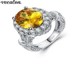 Vecalon Vintage ring Claw setting 5A Zircon Diamont 925 Sterling Silver Engagement wedding Band rings for women Gift5594069