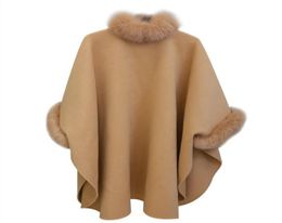 Women Woollen Coat Cape Fashion Fur coats for Women Clothes Winter Loose Sweater Cardigan Bat Sleeve Knit Coat Cape Poncho Overcoat9785100